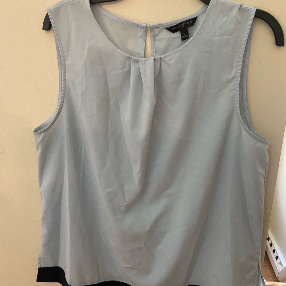 Banana Republic light blue Sleeveless Tank Top with Pleat Detail - Picture 3 of 4